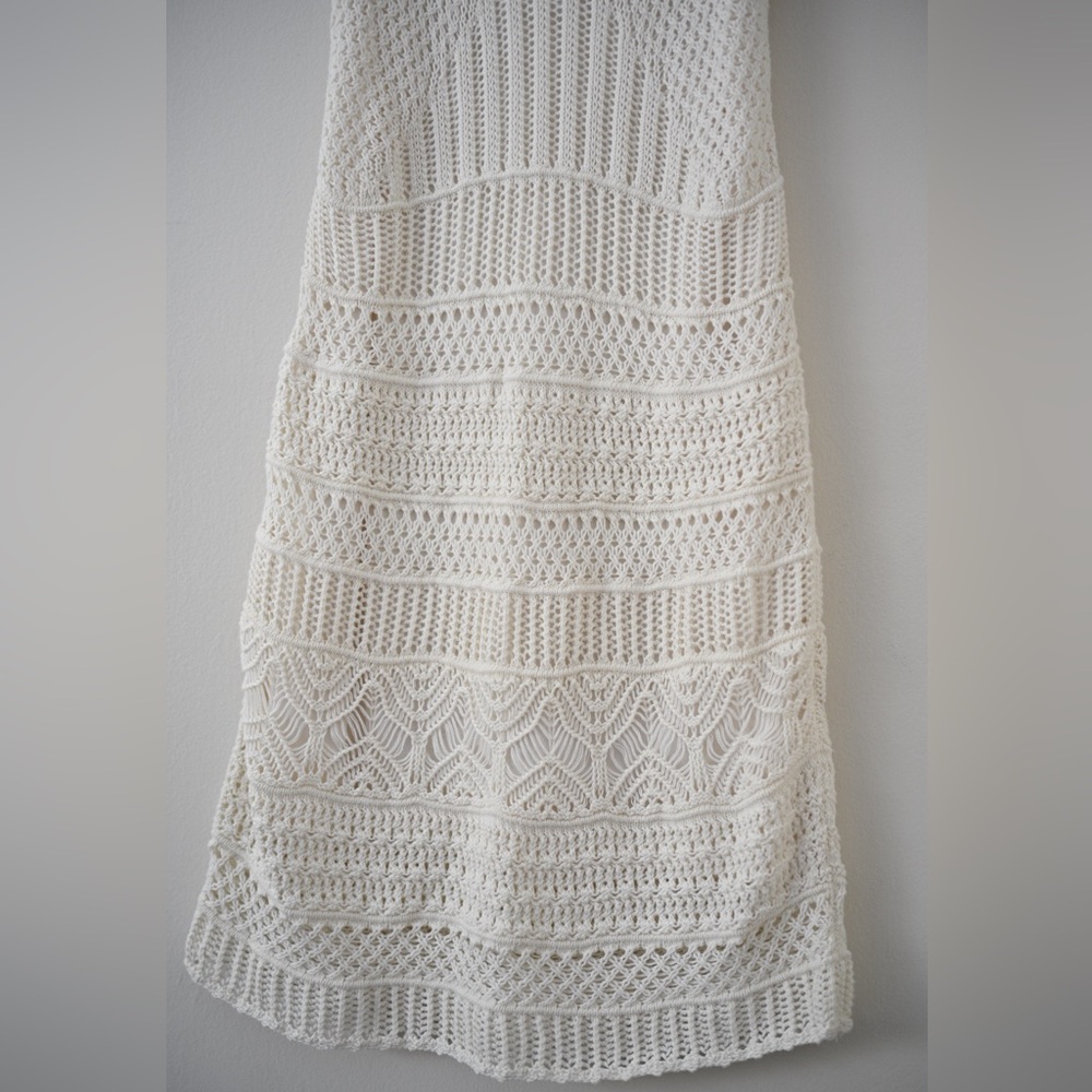 Abercrombie & Fitch Cream Crochet Knit Dress Boho Midi Size M (Tall) Fairy - Picture 3 of 15